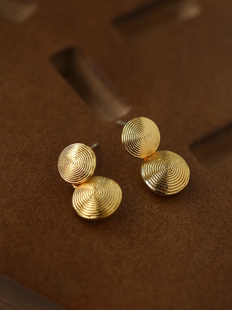 Minimal Double Circle Textured Stud Earrings - floysun