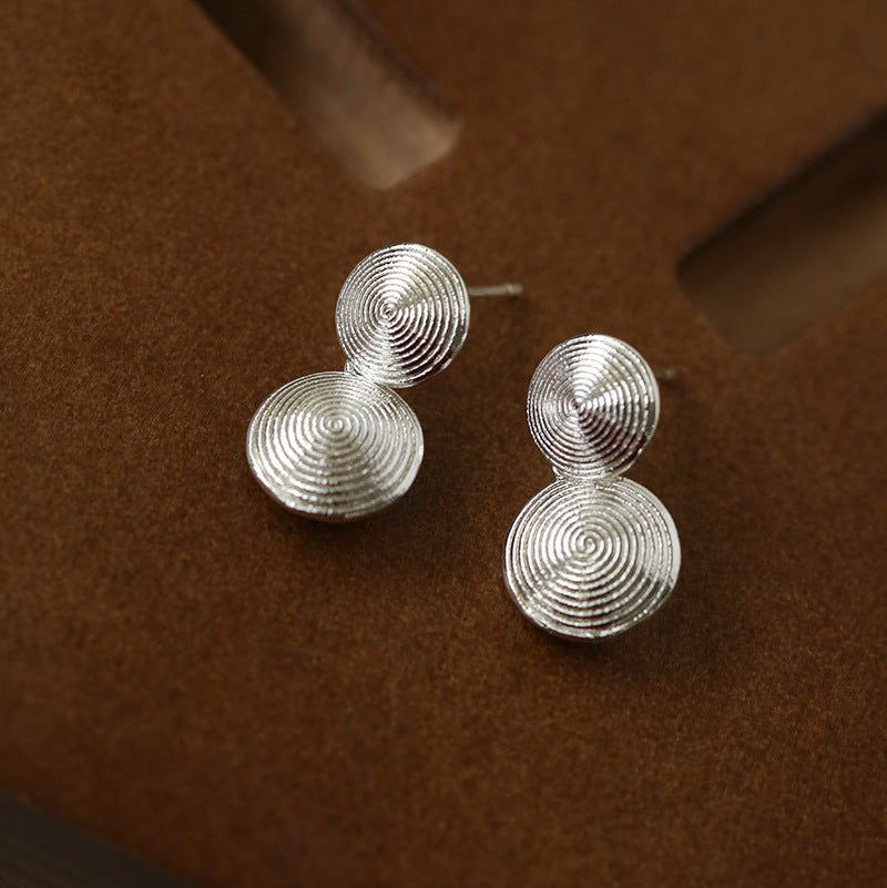 Minimal Double Circle Textured Stud Earrings - floysun
