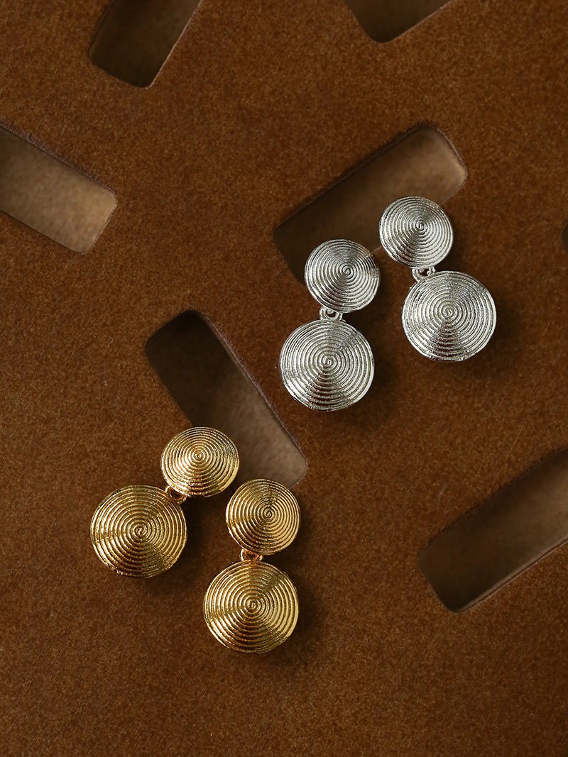 Minimal Double Circle Textured Stud Earrings - floysun