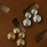 Minimal Double Circle Textured Stud Earrings - floysun