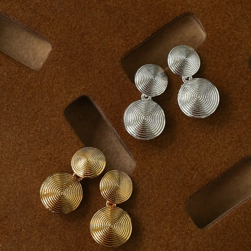 Minimal Double Circle Textured Stud Earrings - floysun