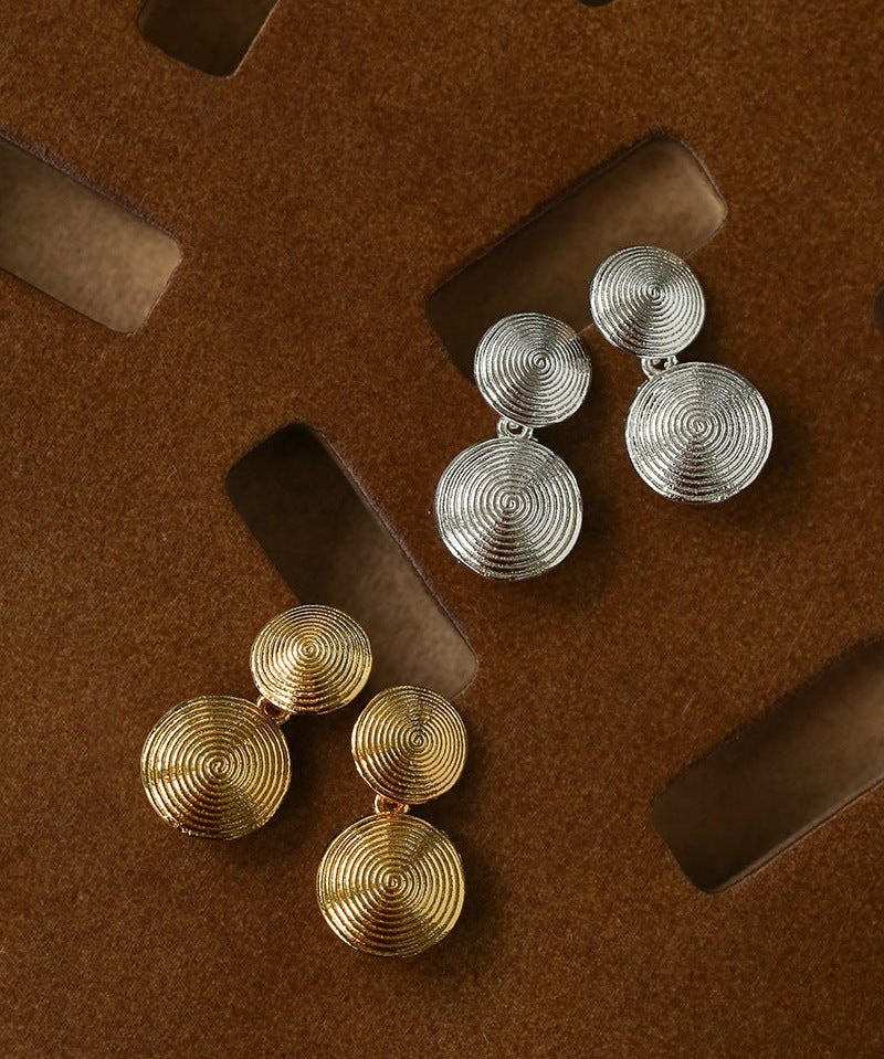 Minimal Double Circle Textured Stud Earrings - floysun