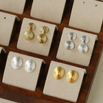 Minimal Double Circle Textured Stud Earrings - floysun