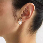 Minimal Elegant Clear Glass Curved Stud Earrings - floysun