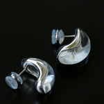 Minimal Elegant Clear Glass Curved Stud Earrings - floysun