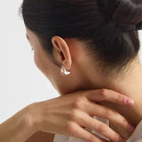 Minimal Elegant Clear Glass Curved Stud Earrings - floysun