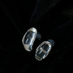 Minimal Elegant Clear Glass Curved Stud Earrings - floysun