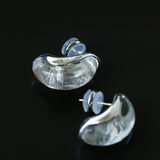 Minimal Elegant Clear Glass Curved Stud Earrings - floysun