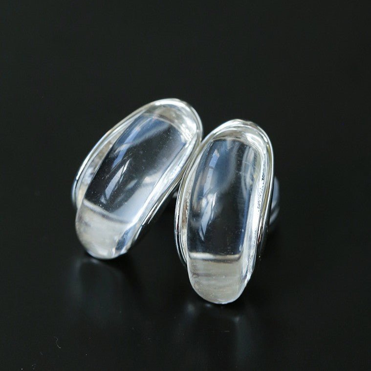 Minimal Elegant Clear Glass Curved Stud Earrings - floysun