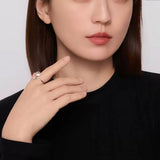 Minimal Elegant Clear Glass & Faux Pearl Adjustable Open Ring - floysun
