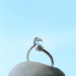 Minimal Elegant Clear Glass & Faux Pearl Adjustable Open Ring - floysun