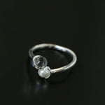 Minimal Elegant Clear Glass & Faux Pearl Adjustable Open Ring - floysun