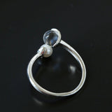 Minimal Elegant Clear Glass & Faux Pearl Adjustable Open Ring - floysun