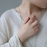 Minimal Elegant Clear Glass & Faux Pearl Adjustable Open Ring - floysun