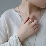 Minimal Elegant Clear Glass & Faux Pearl Adjustable Open Ring - floysun