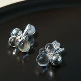 Minimal Elegant Clear Glass Grape Tassel Drop Earrings - floysun
