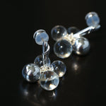 Minimal Elegant Clear Glass Grape Tassel Drop Earrings - floysun