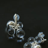 Minimal Elegant Clear Glass Grape Tassel Drop Earrings - floysun