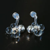 Minimal Elegant Clear Glass Grape Tassel Drop Earrings - floysun