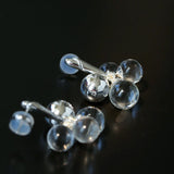 Minimal Elegant Clear Glass Grape Tassel Drop Earrings - floysun