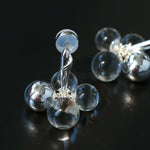 Minimal Elegant Clear Glass Grape Tassel Drop Earrings - floysun
