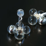 Minimal Elegant Clear Glass Grape Tassel Drop Earrings - floysun