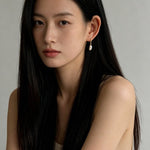 Minimal Elegant Inlaid Cubic Zirconia Baroque Freshwater Pearl Hook Earrings - floysun