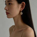 Minimal Elegant Inlaid Cubic Zirconia Baroque Freshwater Pearl Hook Earrings - floysun