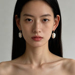 Minimal Elegant Inlaid Cubic Zirconia Baroque Freshwater Pearl Hook Earrings - floysun