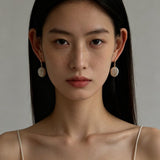 Minimal Elegant Inlaid Cubic Zirconia Baroque Freshwater Pearl Hook Earrings - floysun