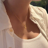 Minimal Geometric Oval Pendant Chain Necklace - floysun