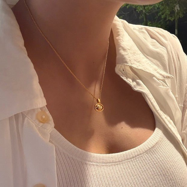 Minimal Geometric Oval Pendant Chain Necklace - floysun
