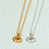 Minimal Geometric Oval Pendant Chain Necklace - floysun