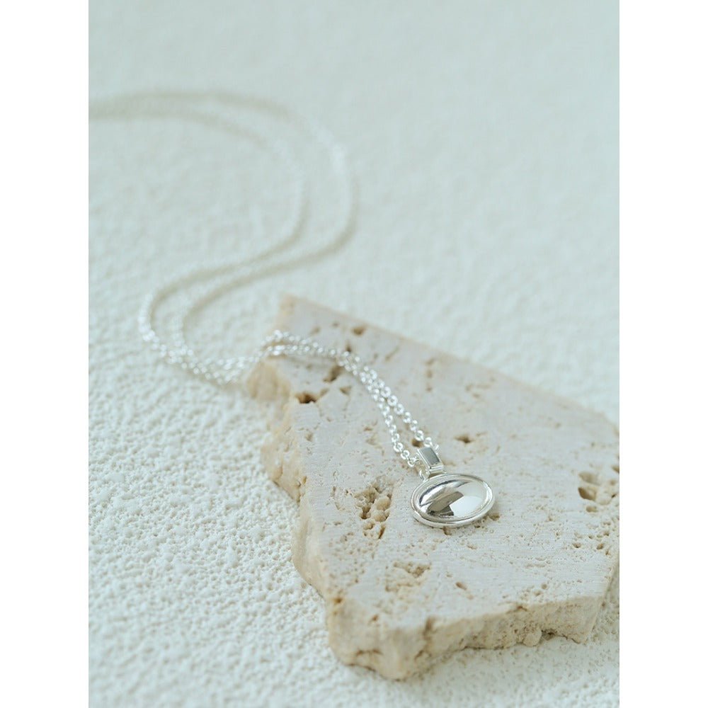 Minimal Geometric Oval Pendant Chain Necklace - floysun
