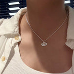 Minimal Geometric Oval Pendant Chain Necklace - floysun