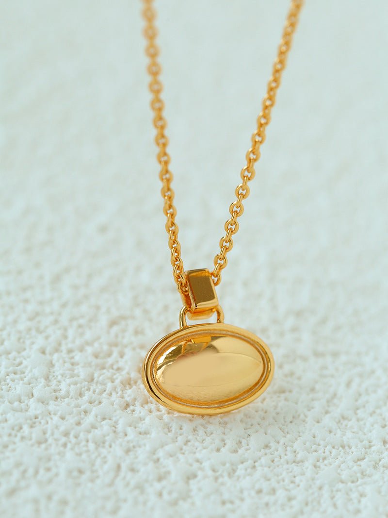 Minimal Geometric Oval Pendant Chain Necklace - floysun