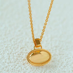 Minimal Geometric Oval Pendant Chain Necklace - floysun