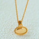 Minimal Geometric Oval Pendant Chain Necklace - floysun