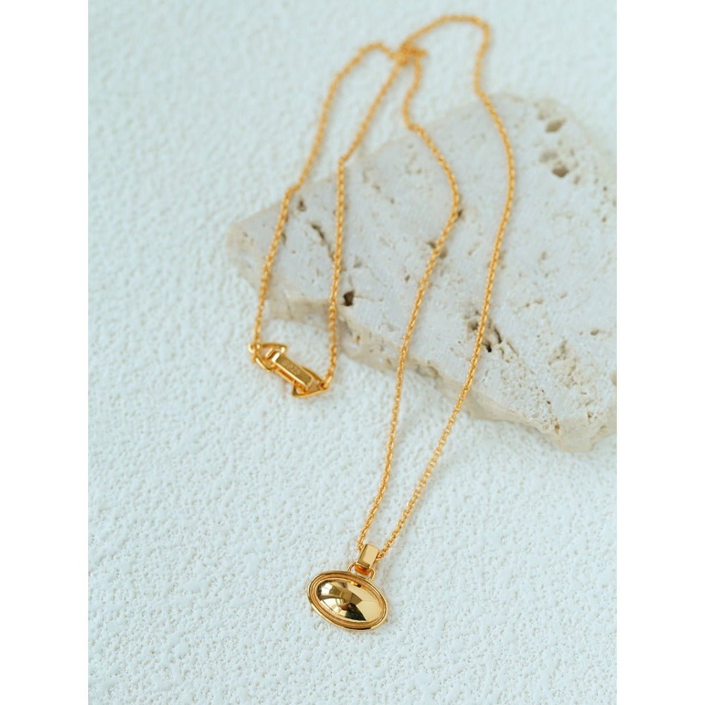 Minimal Geometric Oval Pendant Chain Necklace - floysun