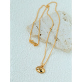 Minimal Geometric Oval Pendant Chain Necklace - floysun