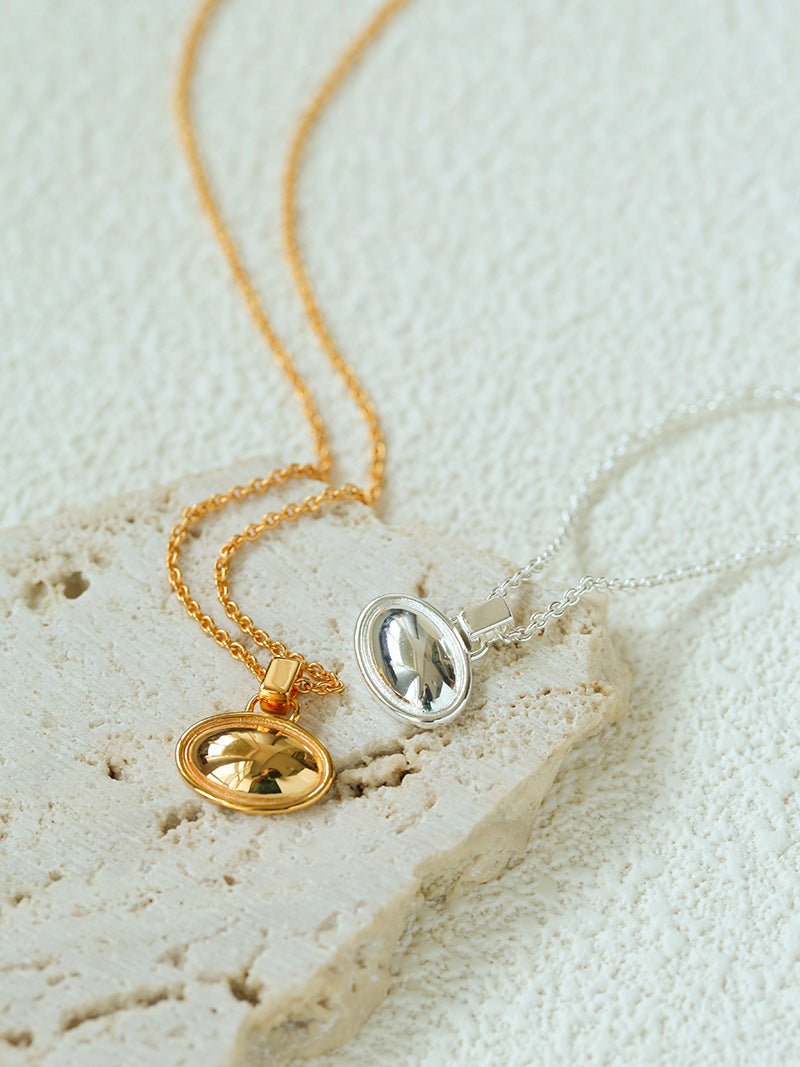 Minimal Geometric Oval Pendant Chain Necklace - floysun