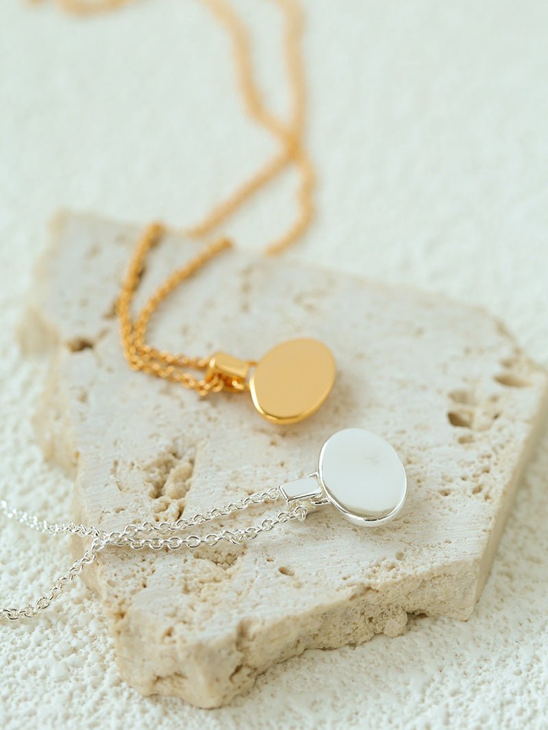 Minimal Geometric Oval Pendant Chain Necklace - floysun
