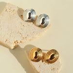 Minimal Geometric Oval Textured Stud Earrings - floysun
