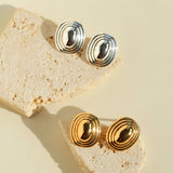 Minimal Geometric Oval Textured Stud Earrings - floysun