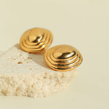 Minimal Geometric Oval Textured Stud Earrings - floysun