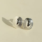Minimal Geometric Oval Textured Stud Earrings - floysun
