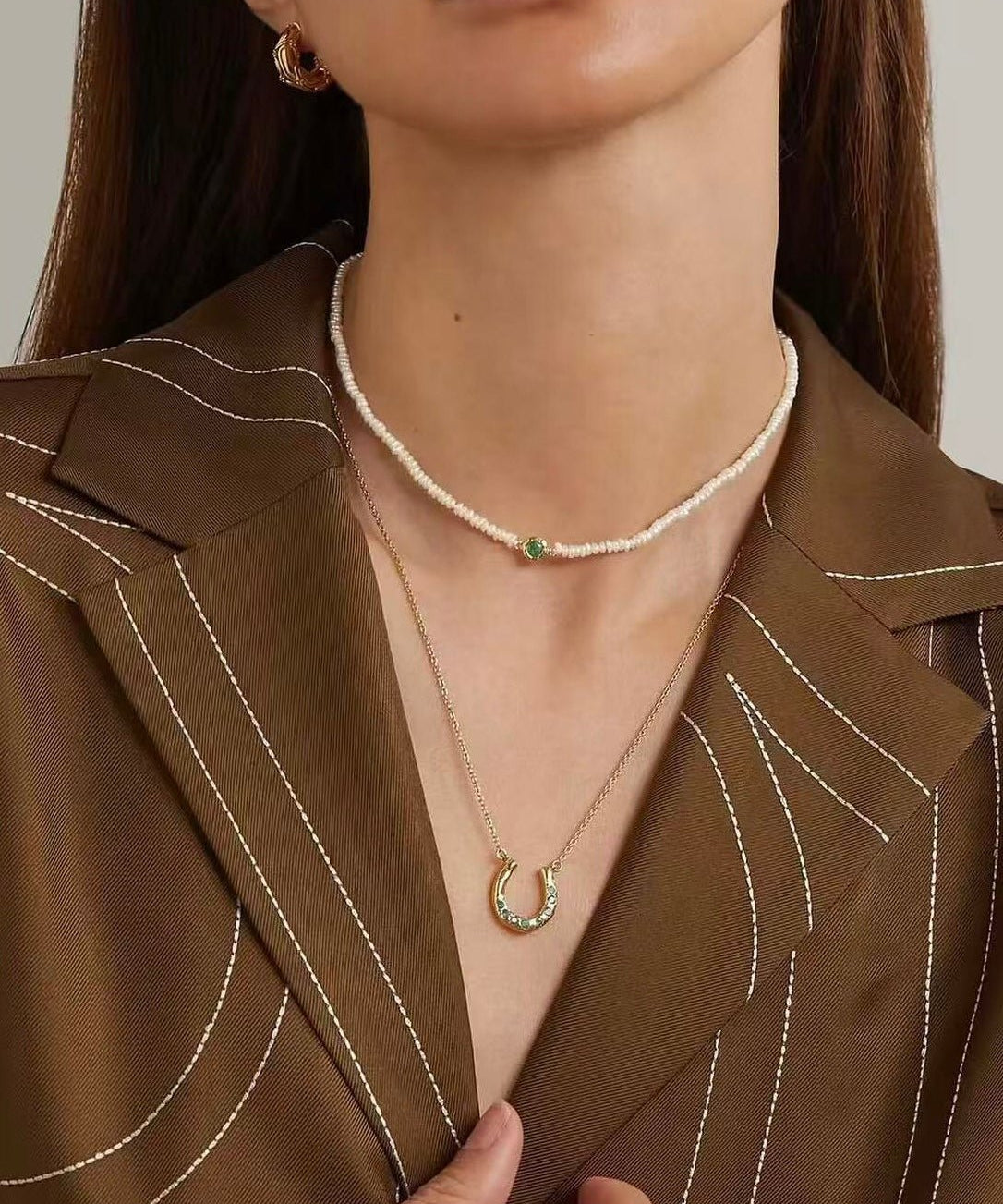 Minimal Luxury Vintage Color Zircon Rice Freshwater Pearl Collarbone Necklace - floysun