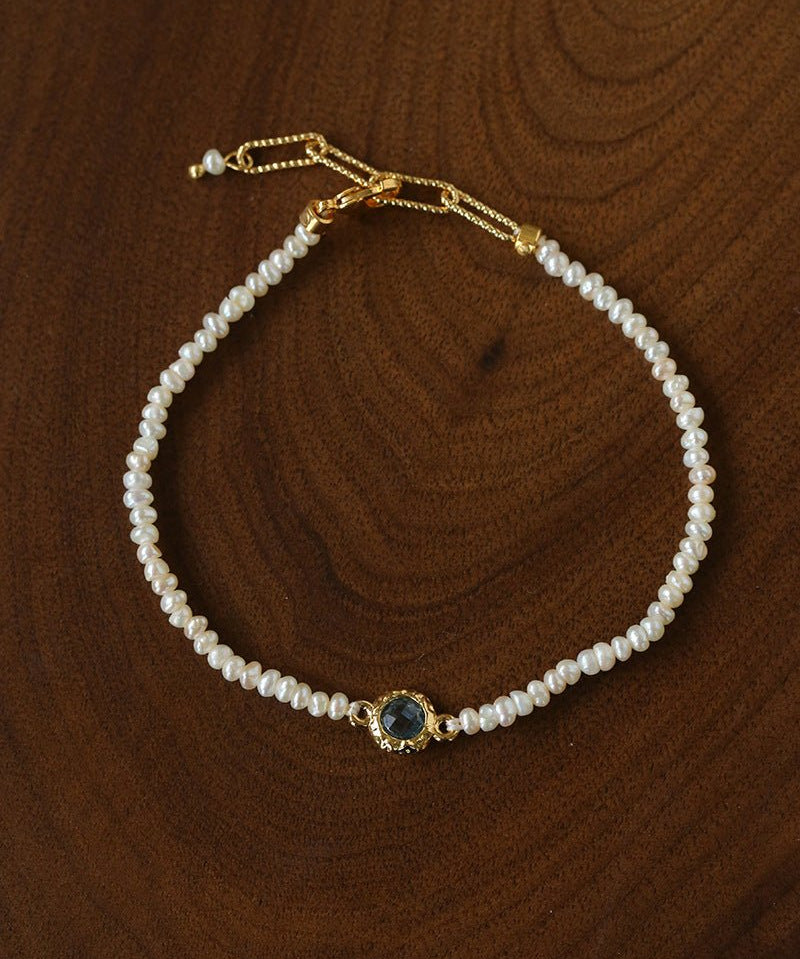 Minimal Luxury Vintage Color Zircon Rice Freshwater Pearl Stack Bracelet - floysun