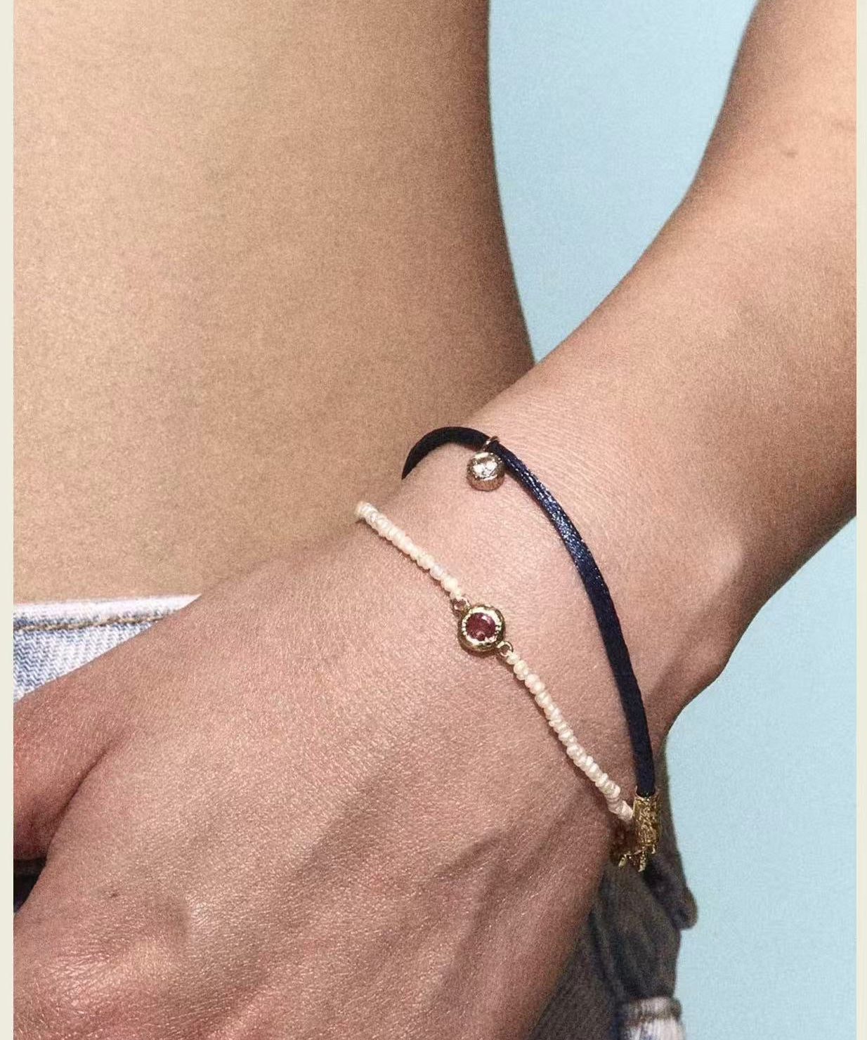 Minimal Luxury Vintage Color Zircon Rice Freshwater Pearl Stack Bracelet - floysun