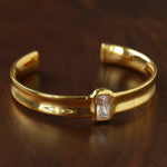 Minimal Rectangular Zircon Open Cuff Bracelet - floysun